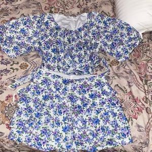 Talulah blue floral skort and blouse set